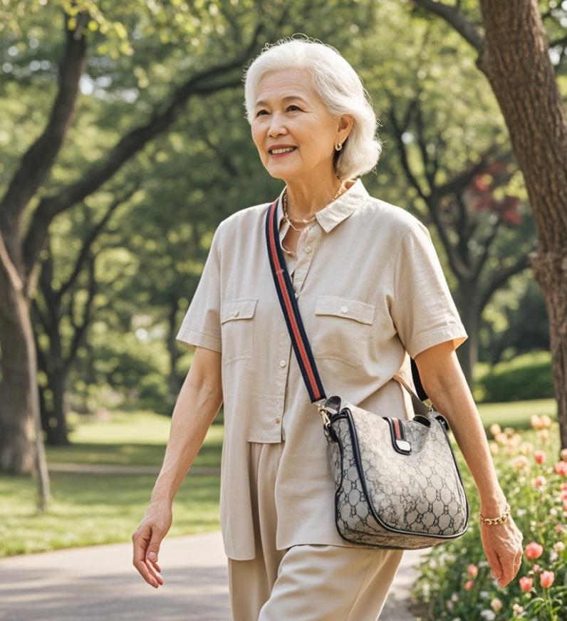 60歲老人斜挎包包