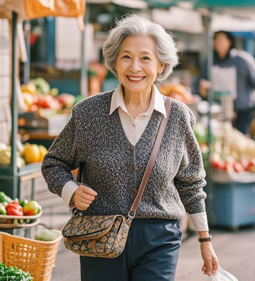 60歲老人斜挎包包