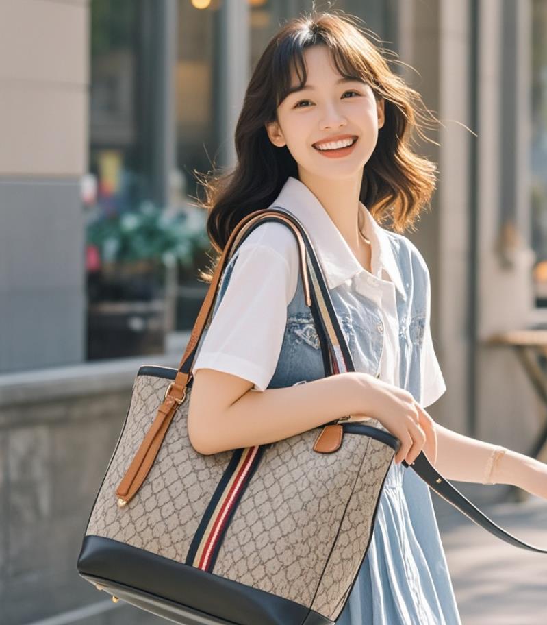 女生大包包凹造型